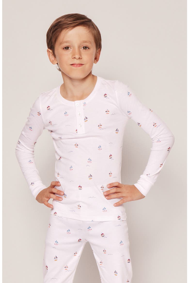 Bateau Fitted Pajamas, Alternate, color, WHITE