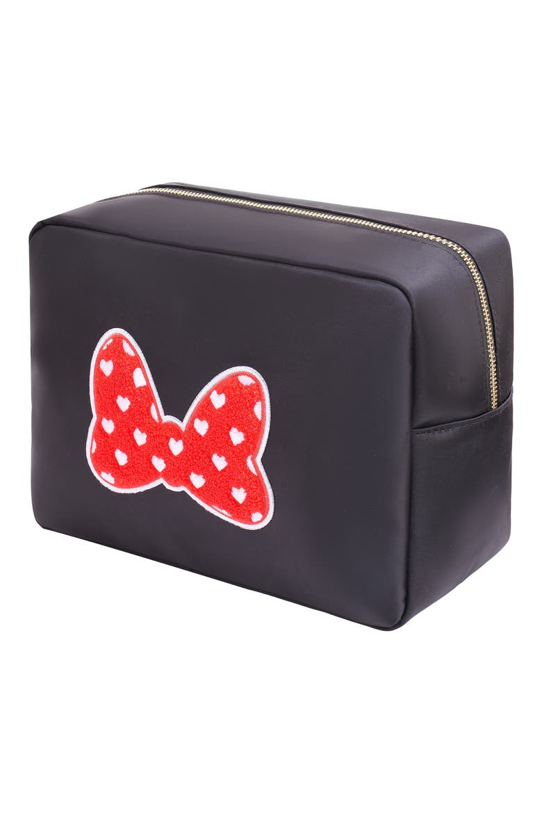 Extra Large Heart Bow Cosmetics Bag, Alternate, color, BLACK/RED