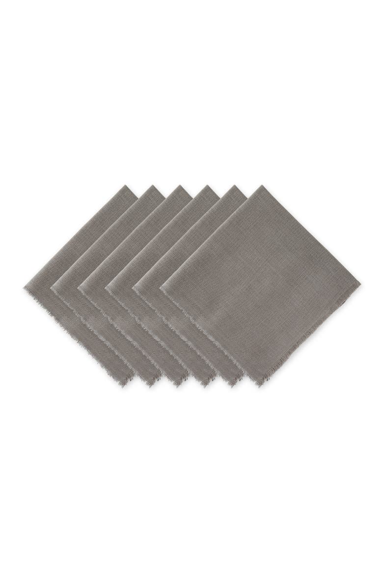 Gray Solid Heavyweight Fringed Napkin Set/6, Main, color, Gray