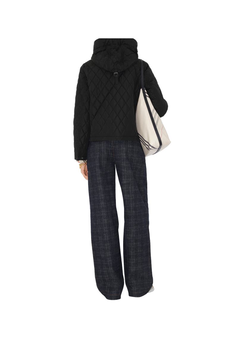 Burberry Cropped Quilted Nylon Hooded Jacket, Alternate, color, Black
