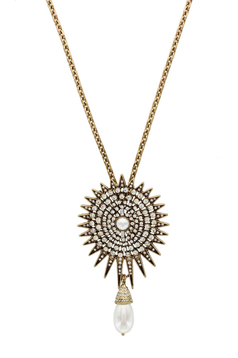 Lumina Pendant Necklace, Main, color, BURNISHED GOLD / CLEAR