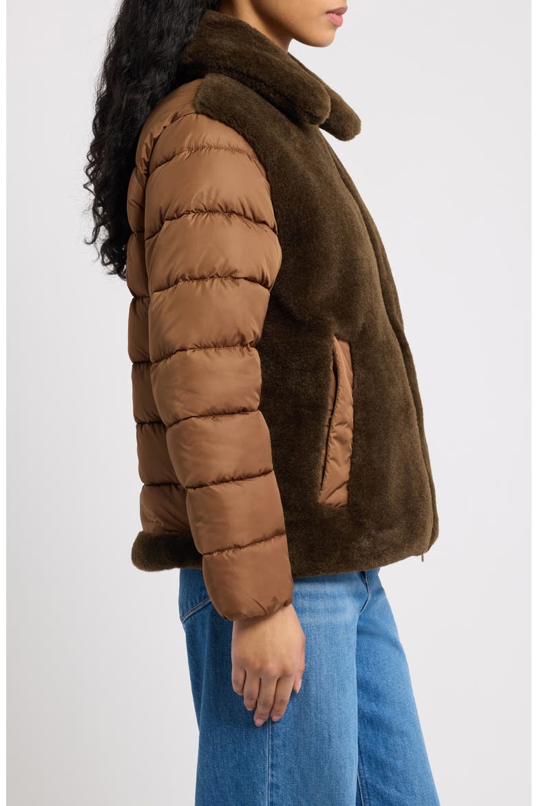 Hana Faux Fur Mixed Media Jacket, Alternate, color, SOIL BROWN