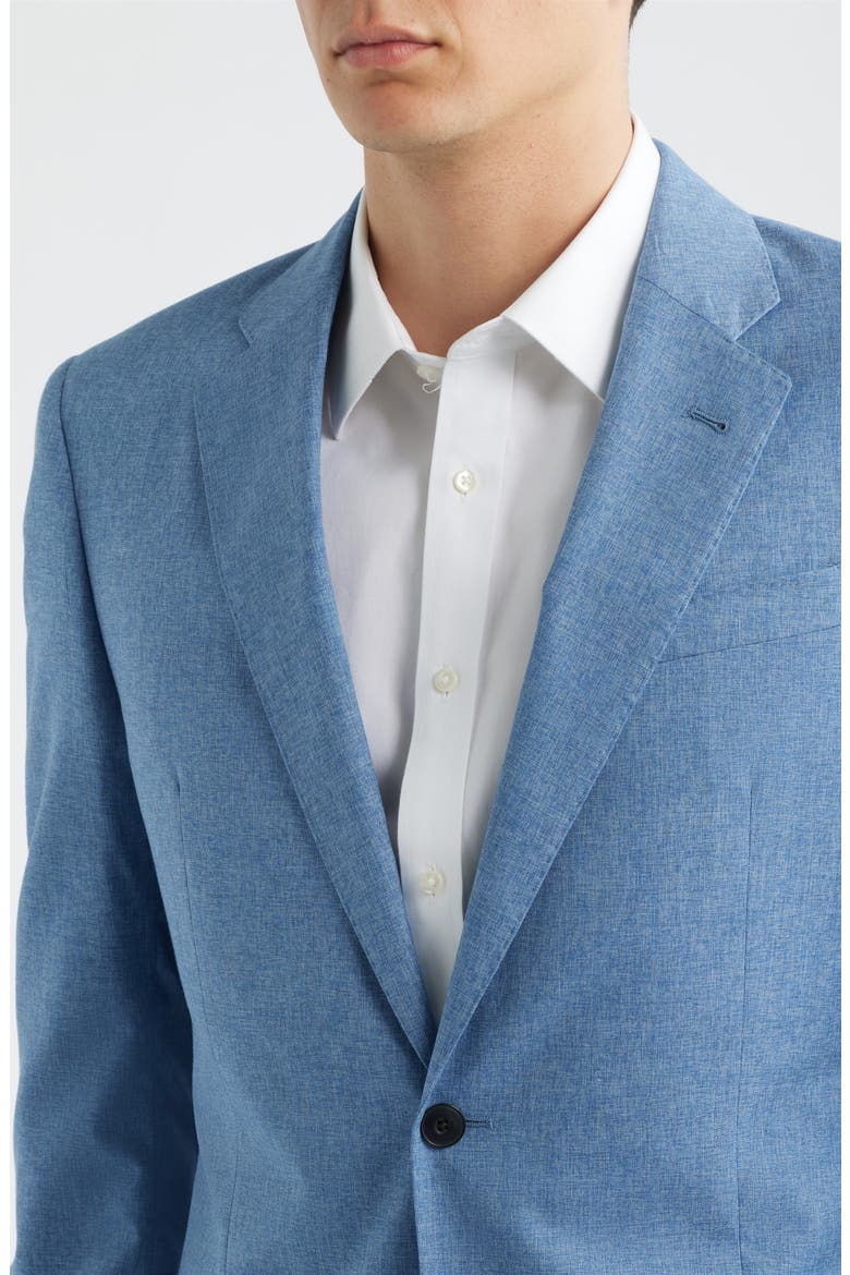 Light Blue Mélange Wool & Cotton Blend Suit, Alternate, color, BLUE
