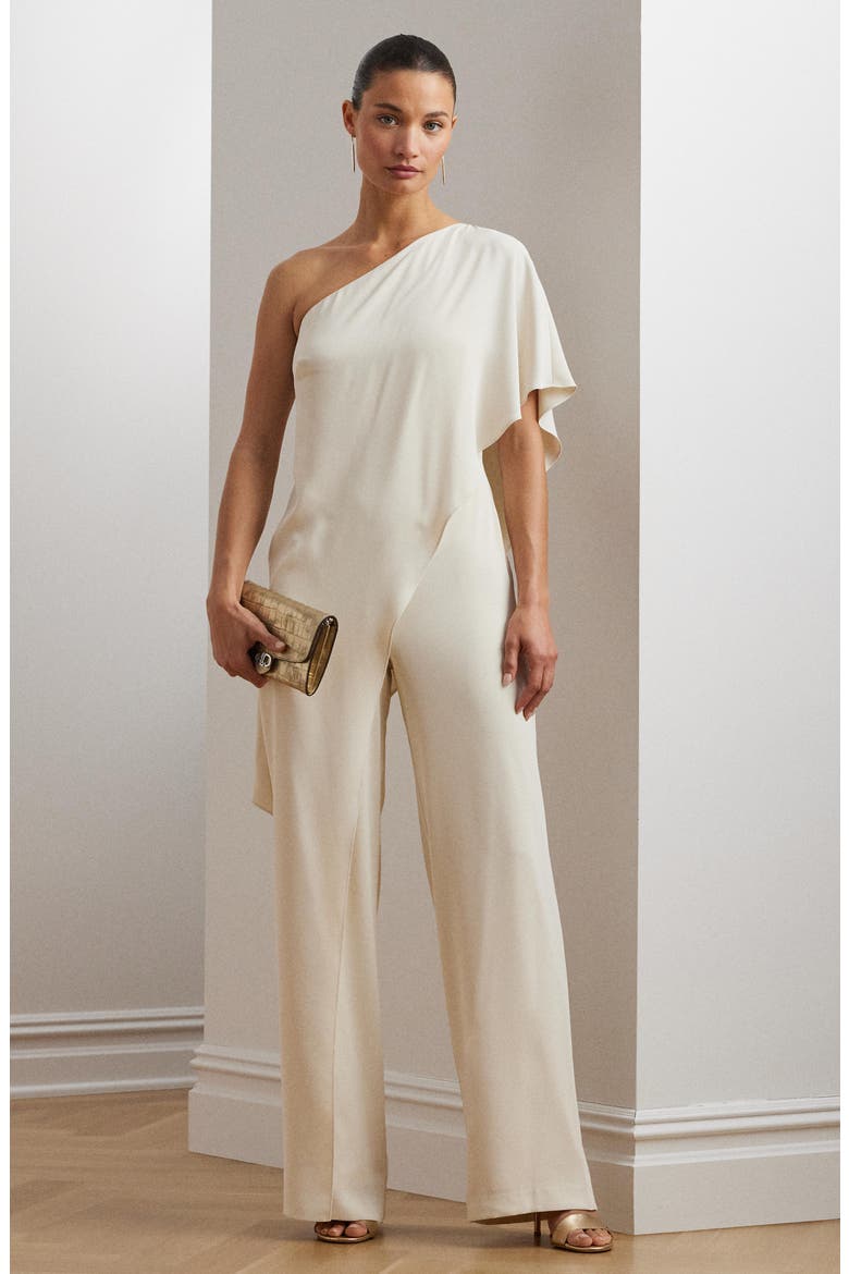April One-Shoulder Georgette Jumpsuit, Alternate, color, MASCARPONE CREAM