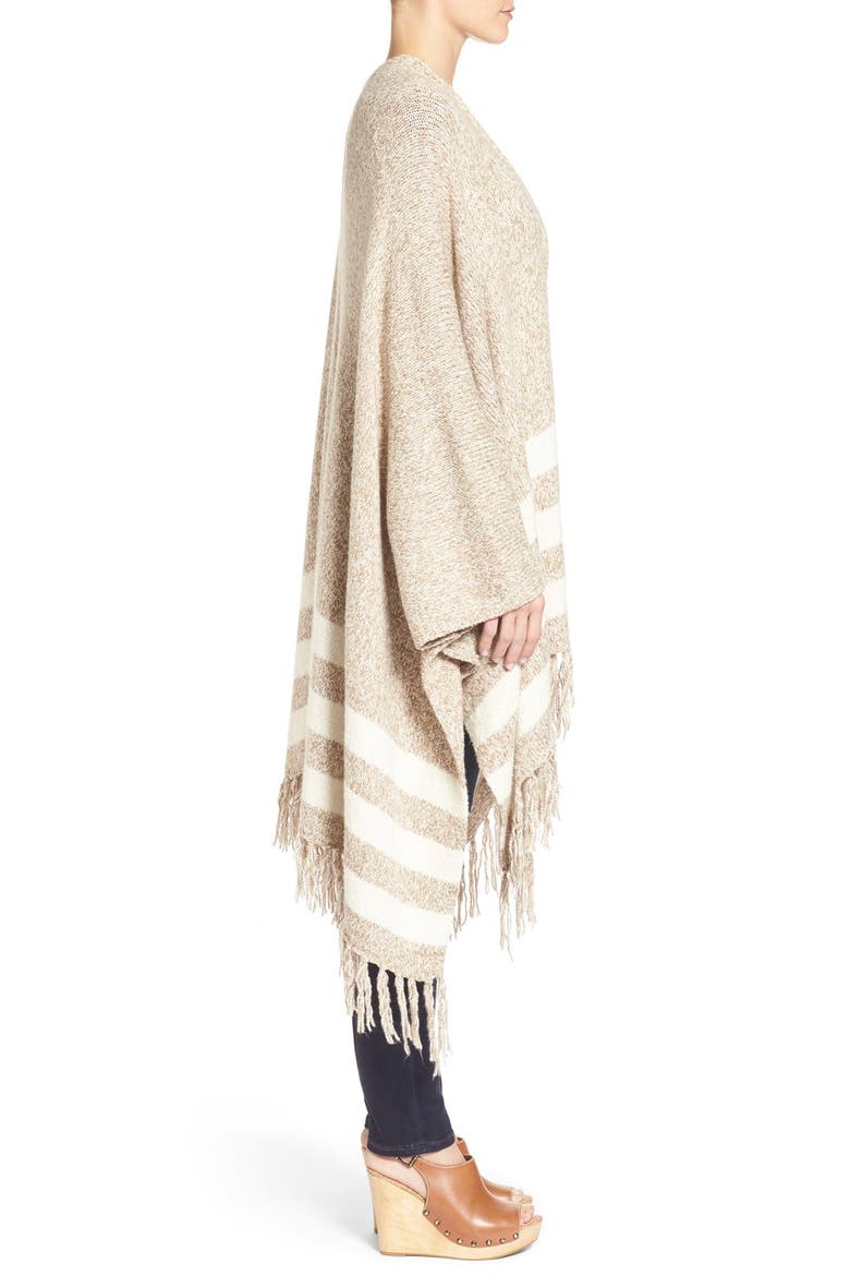 Fringe Poncho Cardigan, Alternate, color, MUSHROOM MULTI