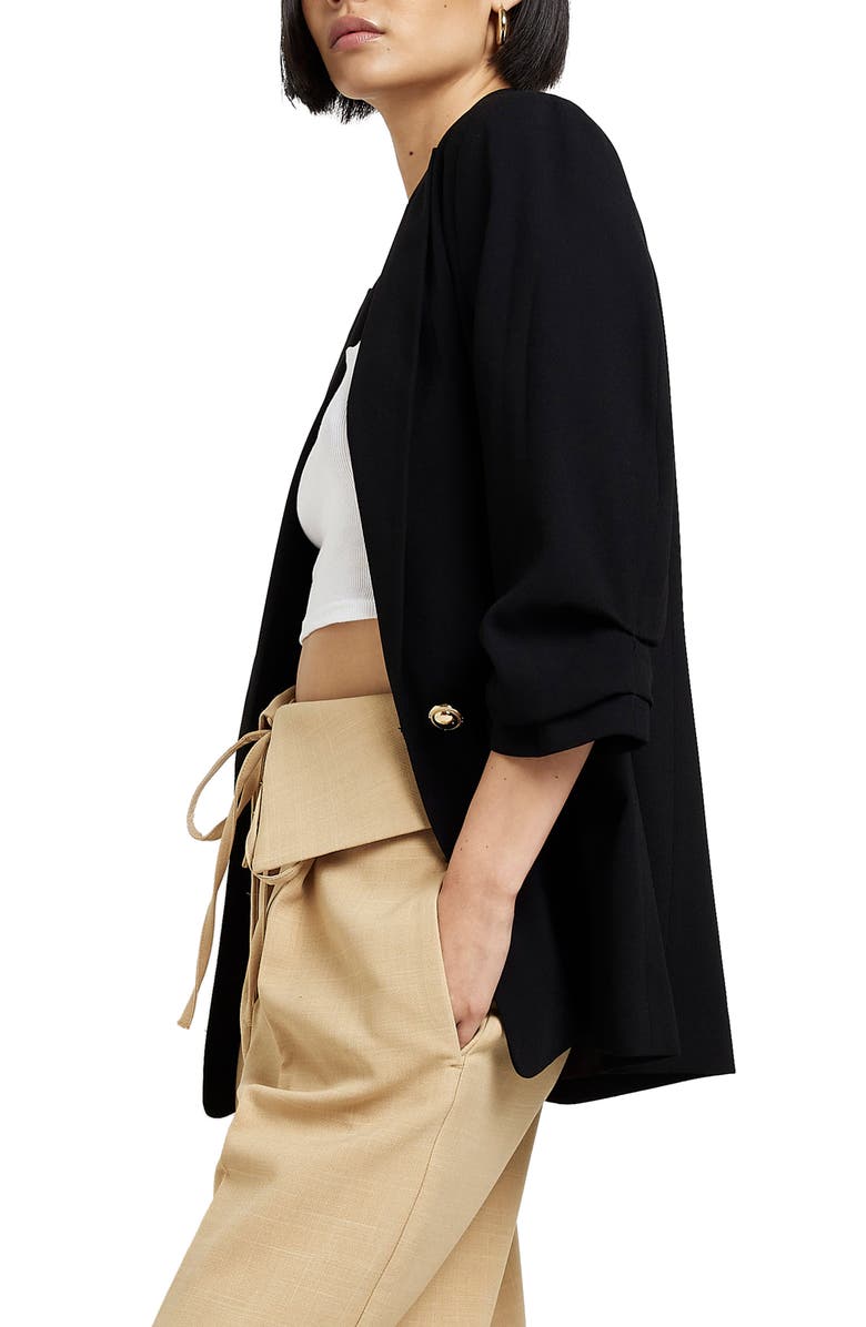 River Island Ruched Sleeve Blazer, Alternate, color,