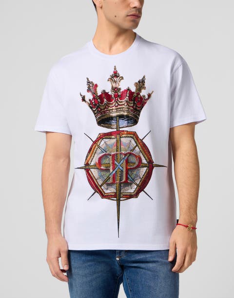 Round Neck T-Shirt Crown Stones Men