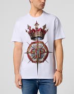 PHILIPP PLEIN Round Neck T-Shirt Crown Stones Men