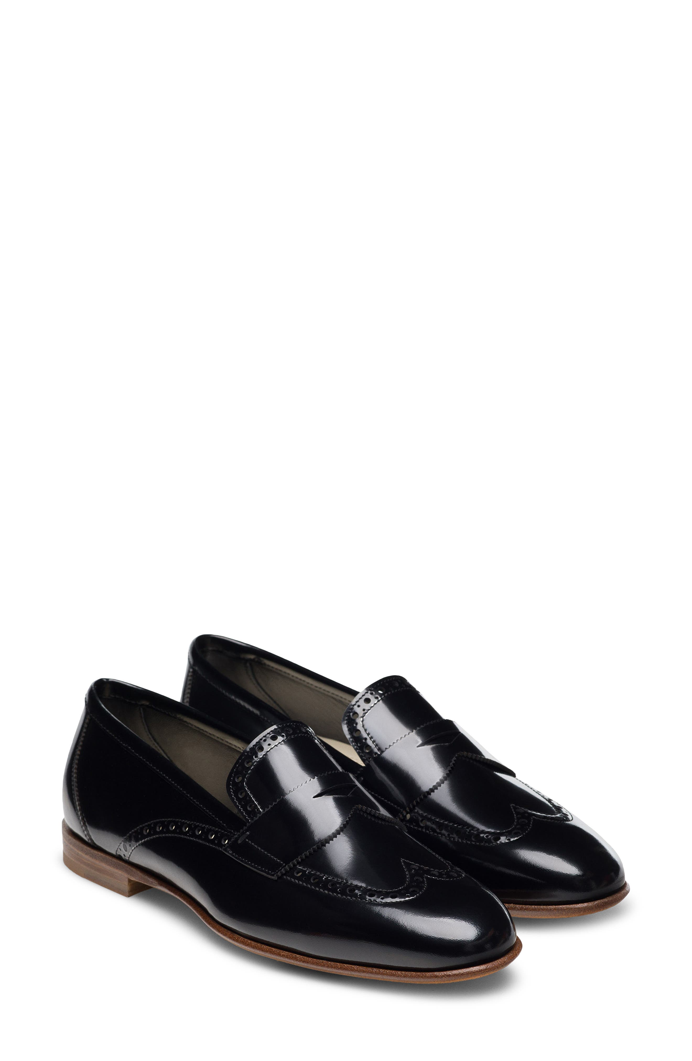 Magnanni Cassandra Wingtip Penny Loafer, Main, color, Black