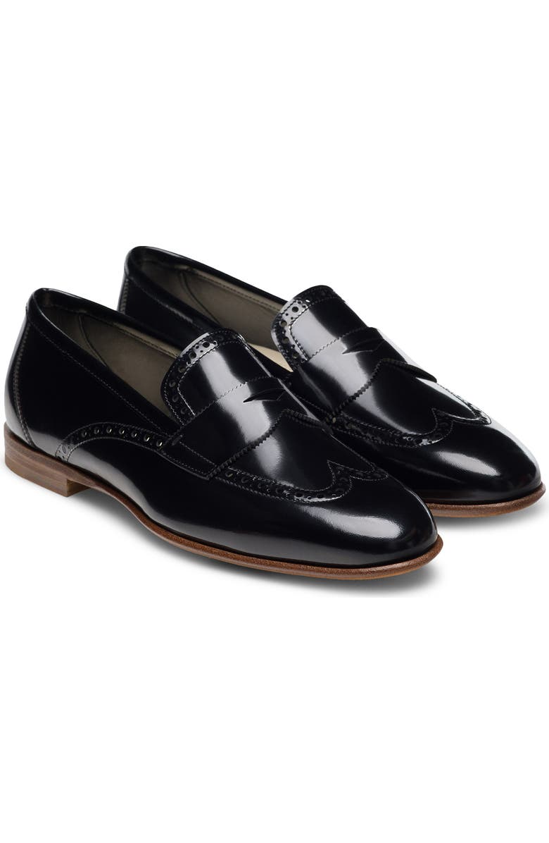 Magnanni Cassandra Wingtip Penny Loafer, Main, color, Black