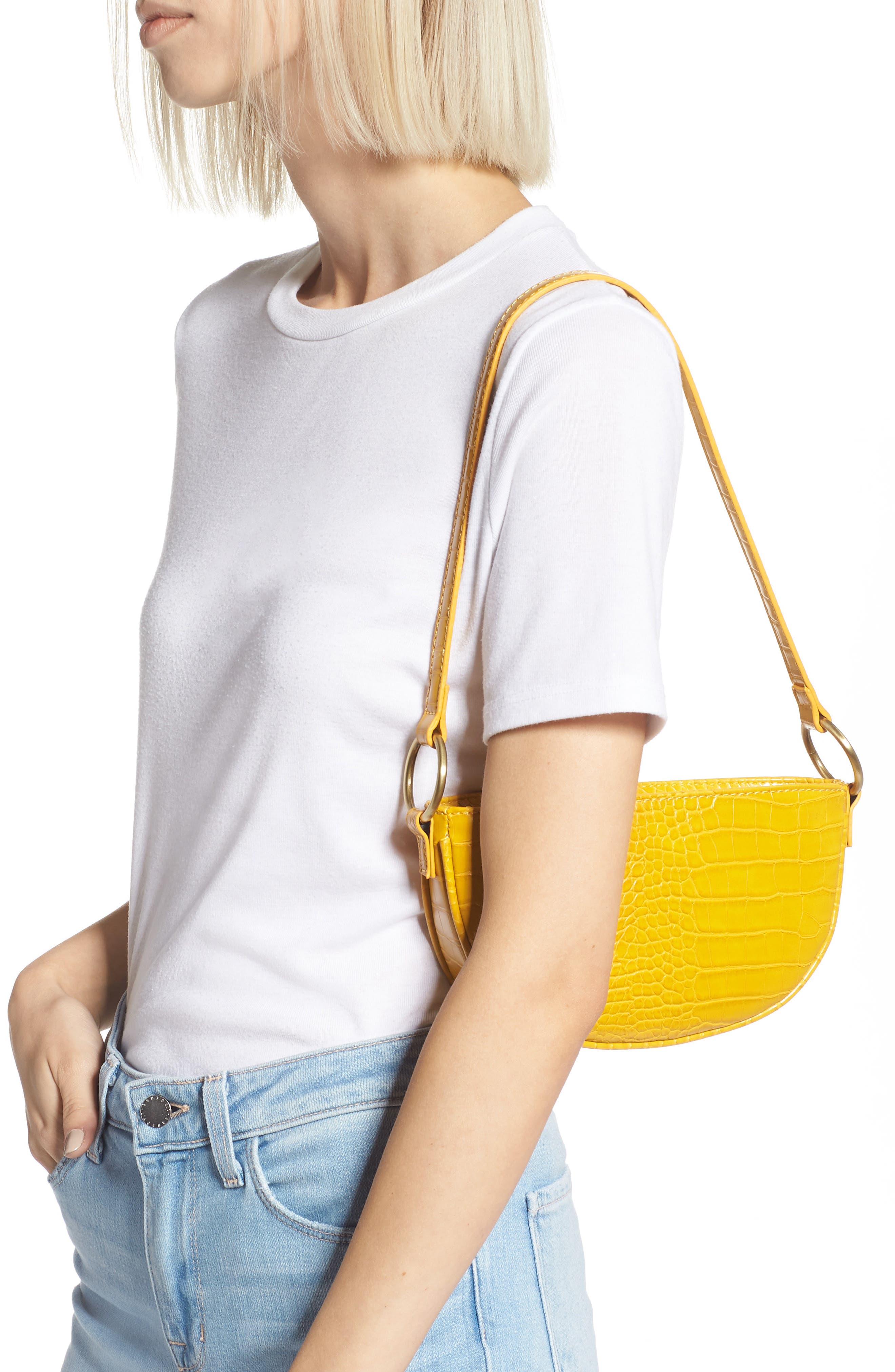 BP. Embossed Faux Leather Shoulder Bag, Alternate, color, 