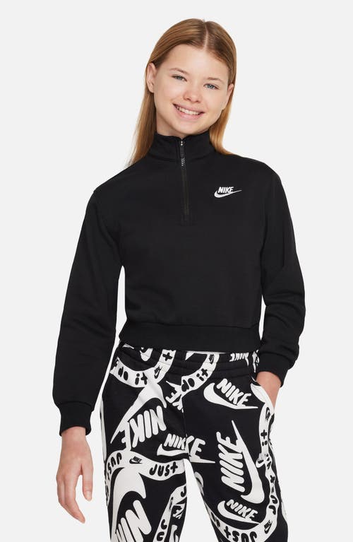 Nike Sportswear Club Fleece Big Kids' (girls') 1/2-zip Long-sleeve Top In Black