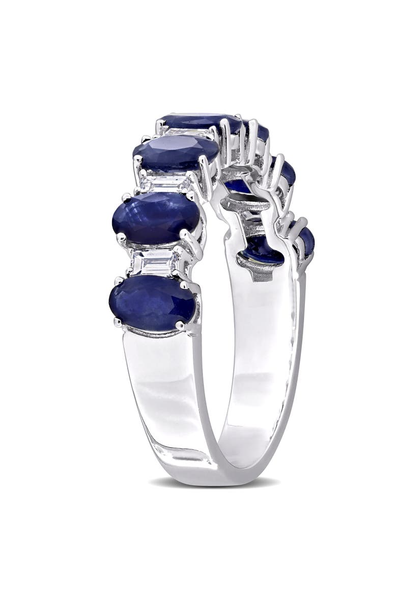 Sapphire & Diamond Anniversary Band 14k, Alternate, color, Blue Sapphire/White Gold