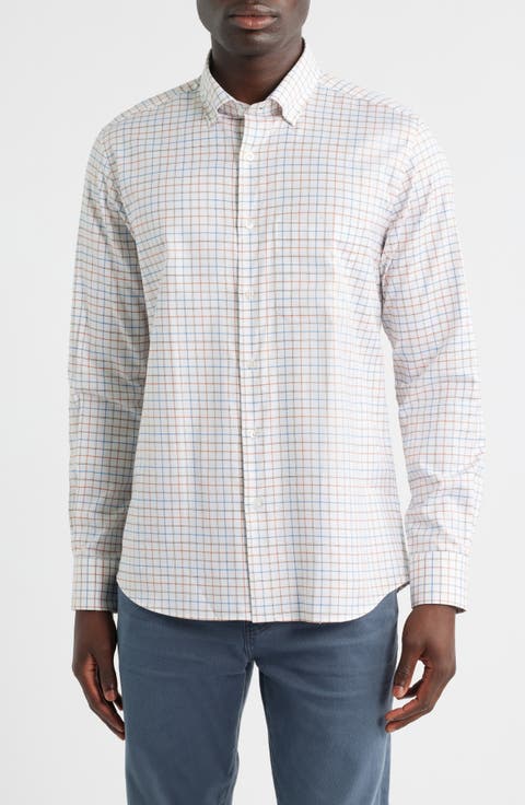 Windowpane Prep Cotton Twill Button-Down Shirt