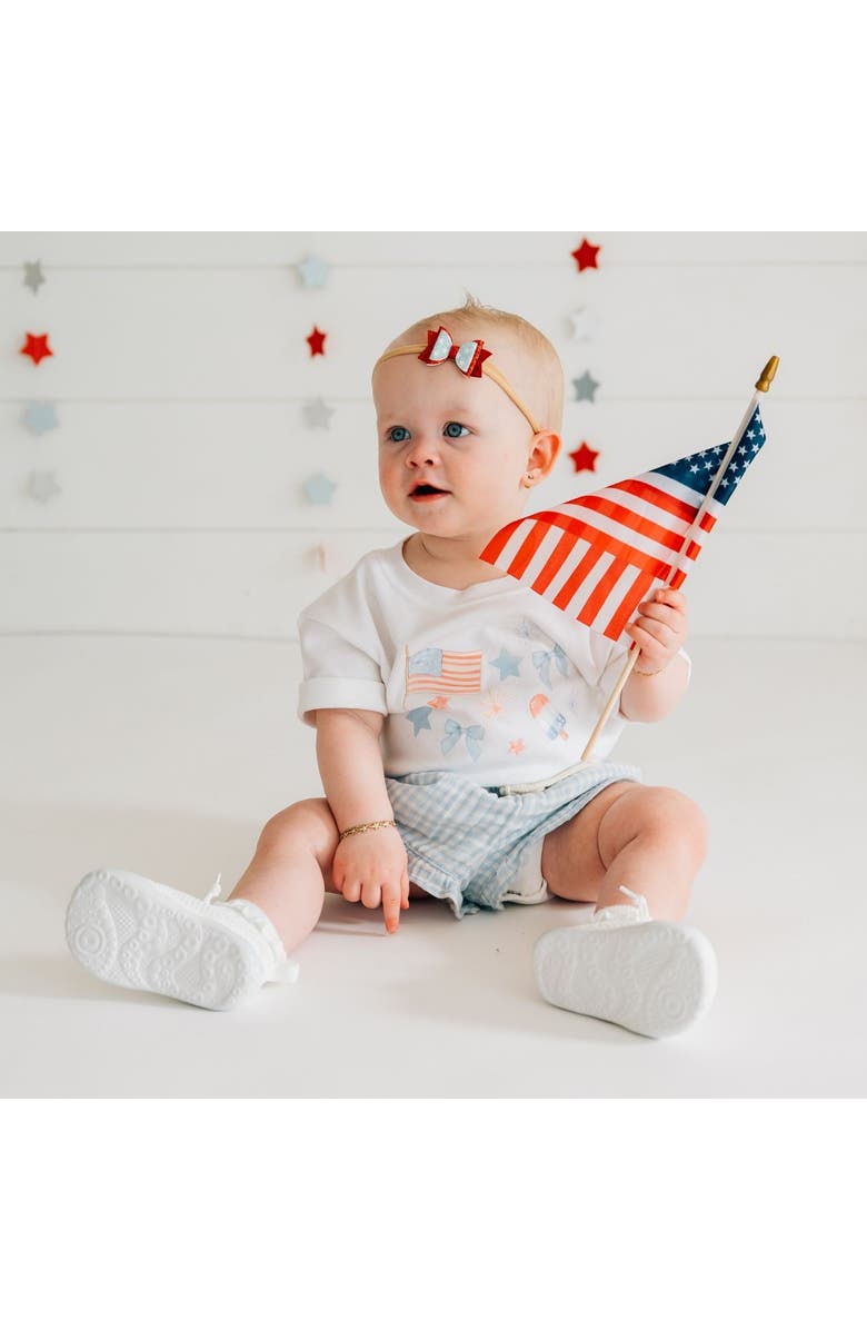 Sweet Wink Glitter Flag Bow Baby Headband, Alternate, color, Red