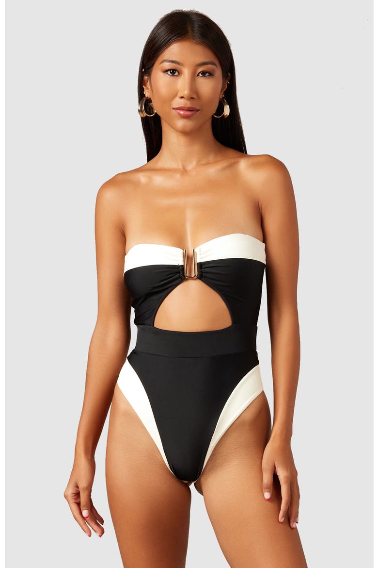 Cherish One-Piece Swimsuit, Alternate, color, Black