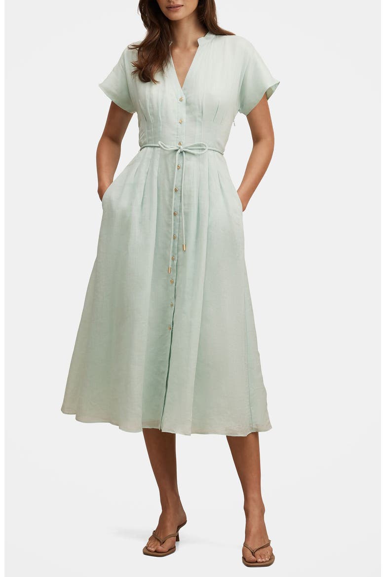 Jemma Linen Shirtdress, Alternate, color, MINT