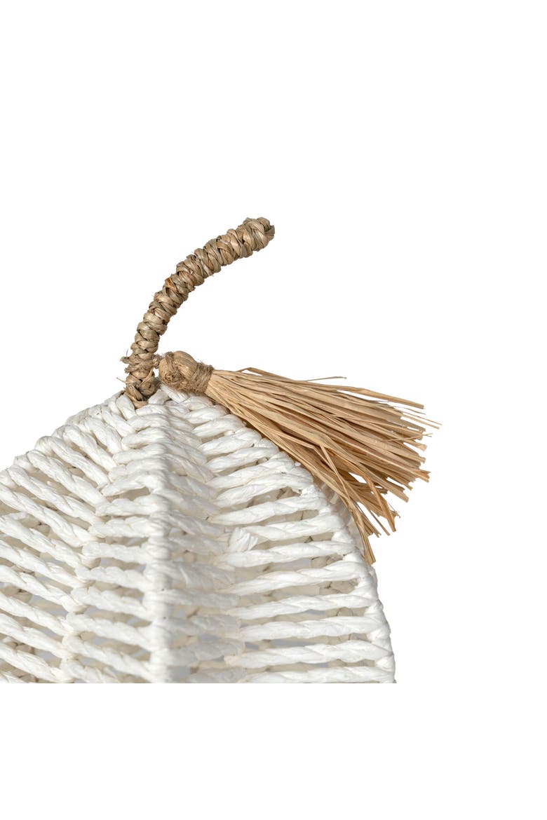 Decorative White Woven Rope Pumpkin on Metal Frame, Alternate, color, White