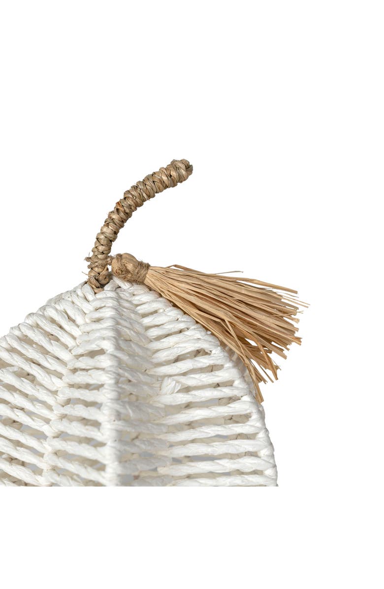 Foreside Home and Garden Decorative White Woven Rope Pumpkin on Metal Frame, Alternate, color, White