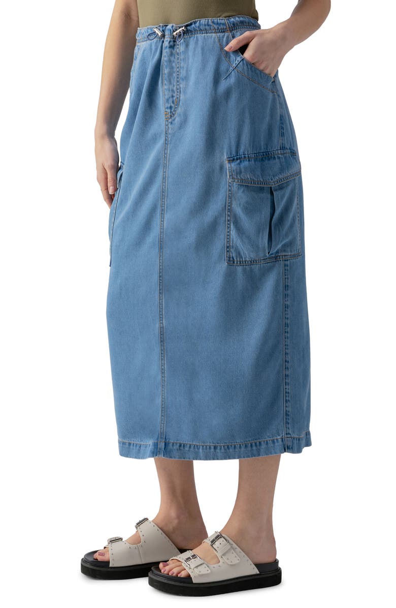 Sanctuary Parachute Chambray Cargo Midi Skirt, Main, color, 