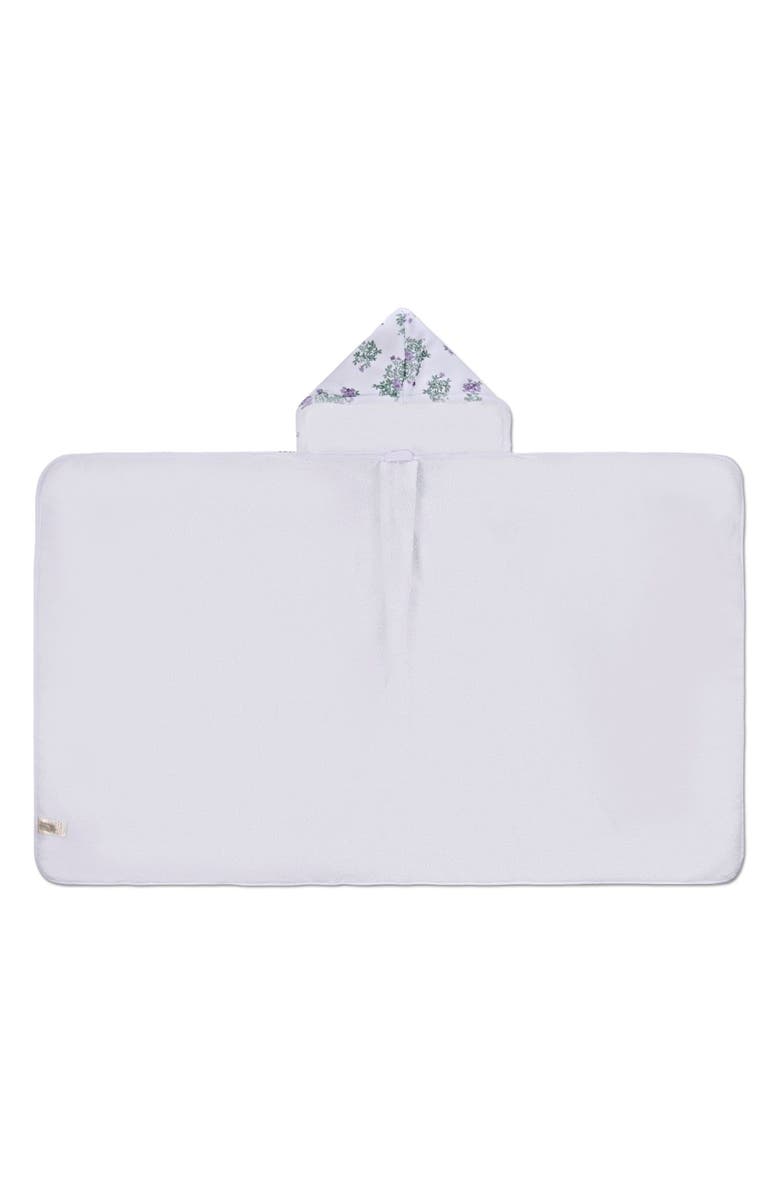 MiniMoi Baby Floral Cotton-Lined Hooded Towel, Main, color, White