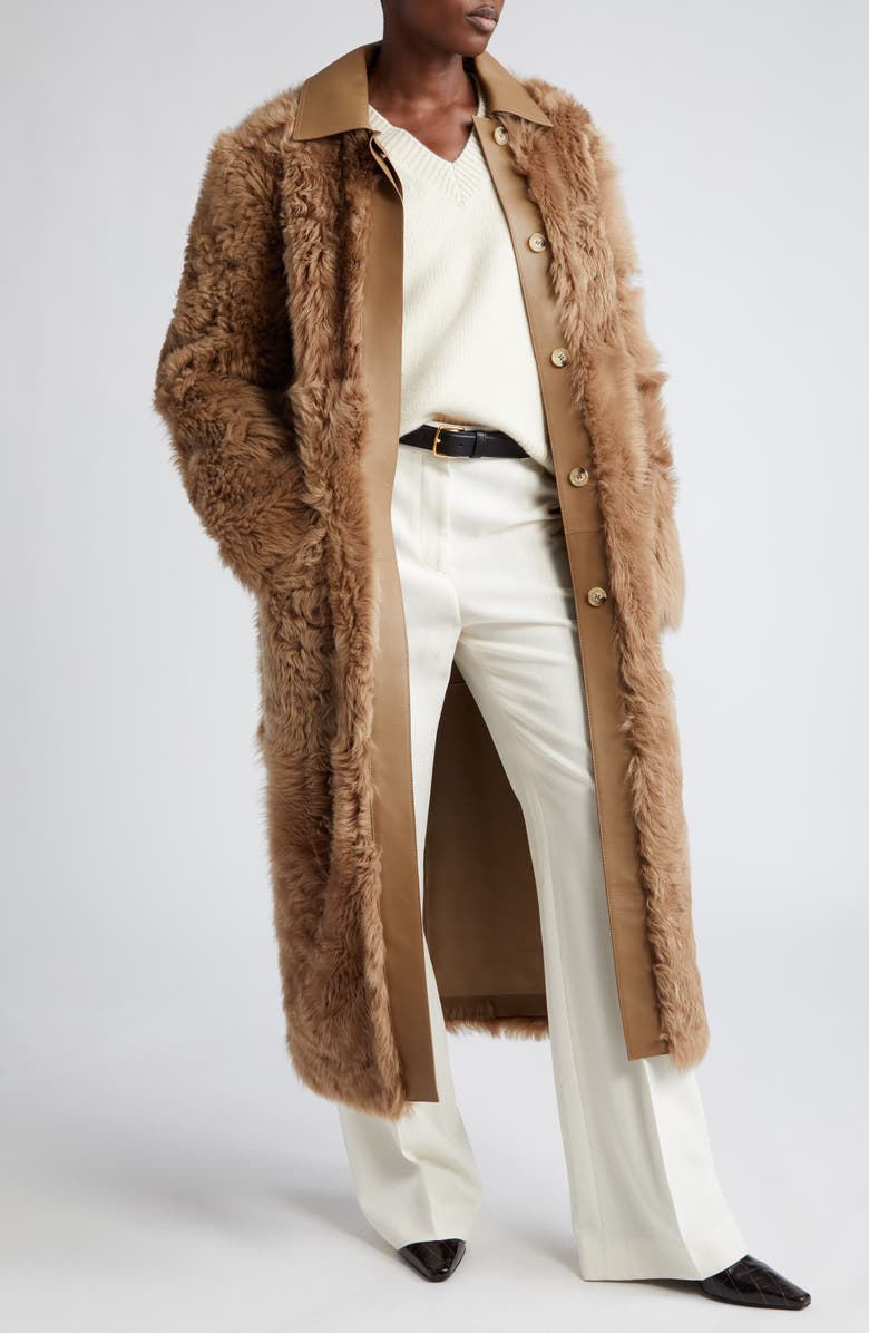 TOTEME Curly Genuine Shearling Coat, Alternate, color,