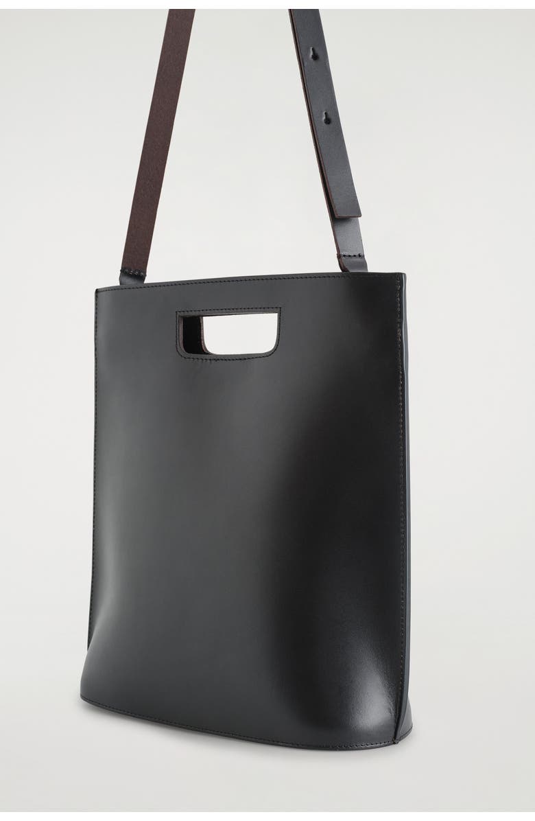 COS Folio Bag - Leather, Alternate, color, Black