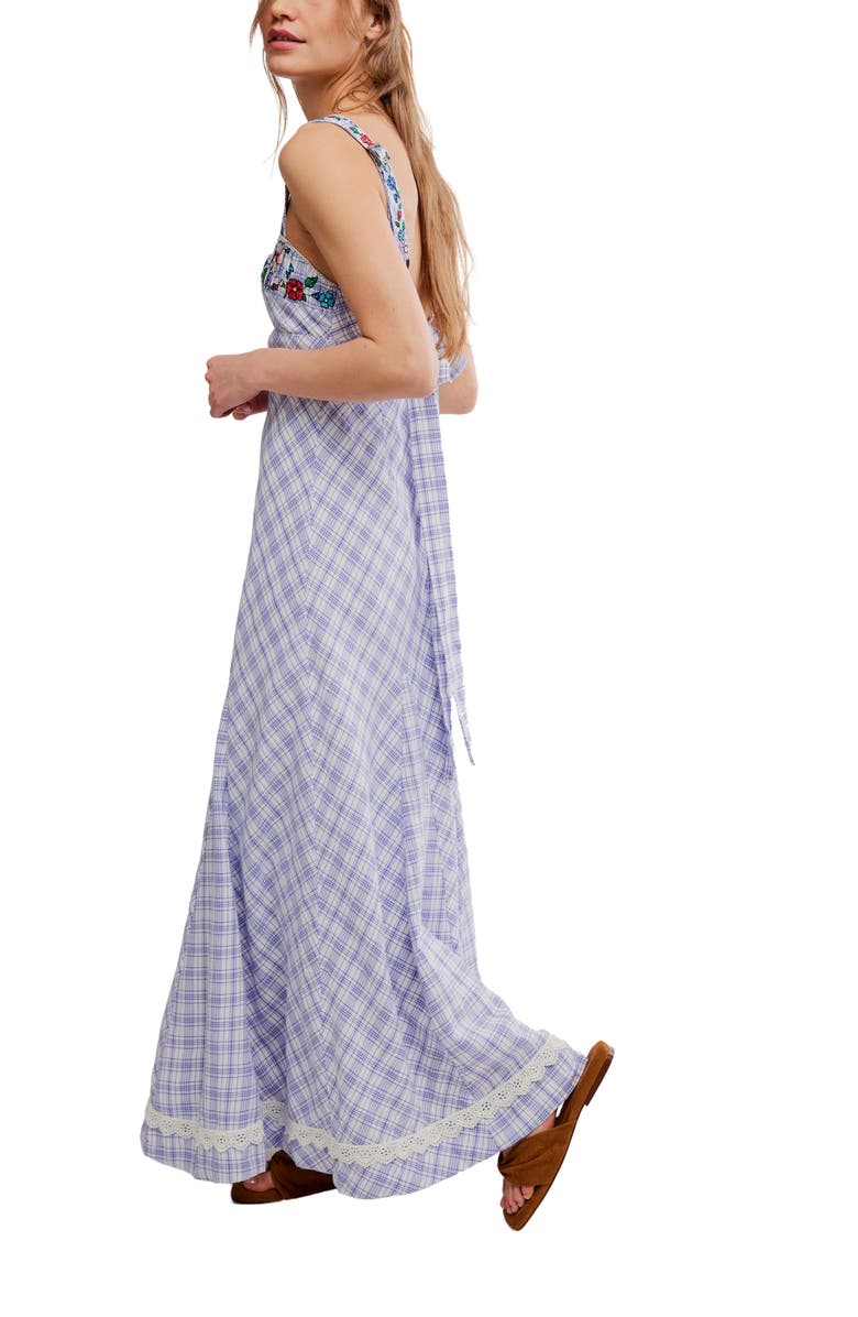 Free People Havenwood Embroidered Check Maxi Dress, Alternate, color, 