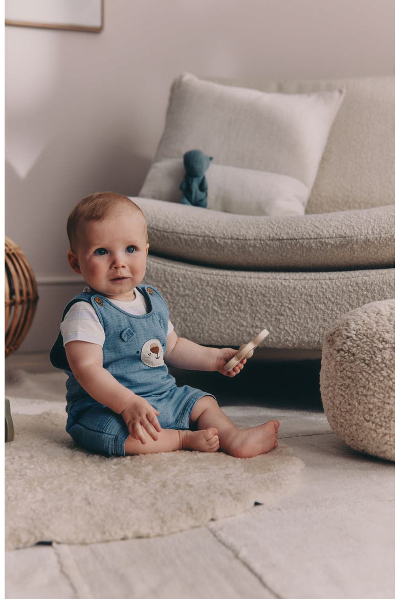 Woven Bear Overalls, Alternate, color, BLUE