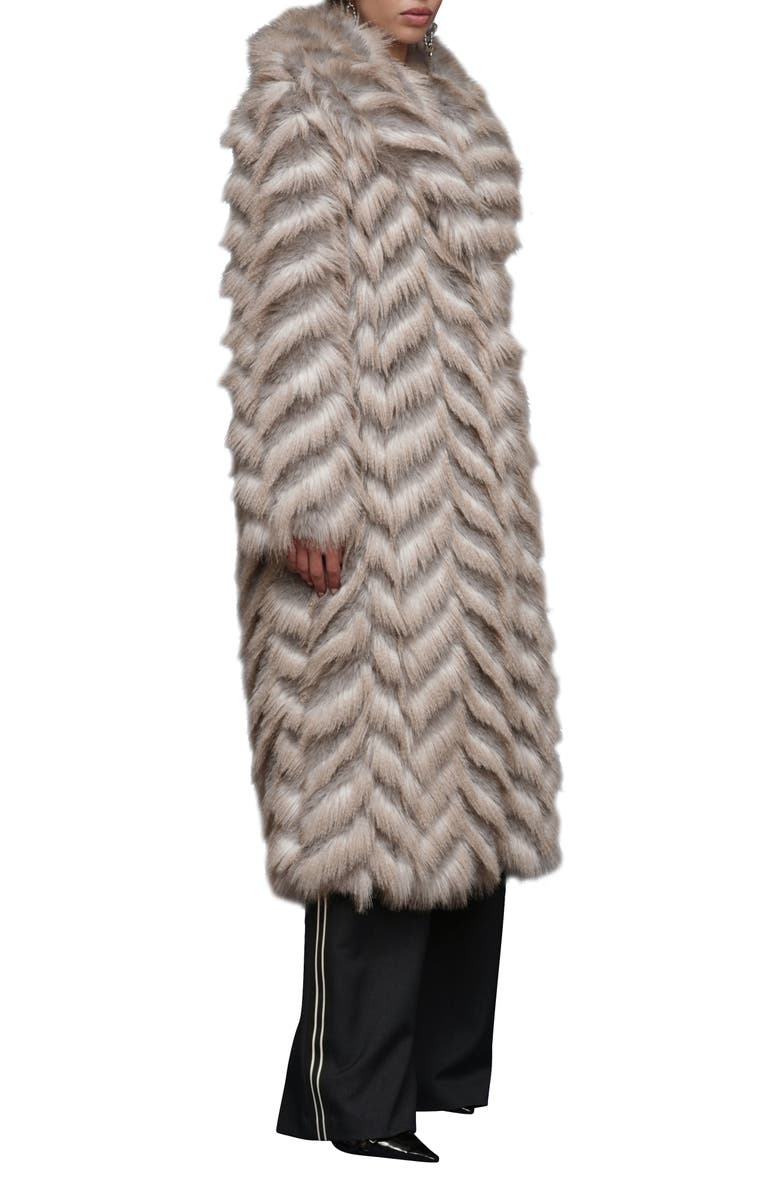 Avec Les Filles Chevron Stripe Faux Fur Coat, Alternate, color, Bobcat