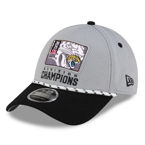 Men
s New Era Gray/Black Jacksonville Jaguars 2025 AFC South Division Champions Locker Room Trophy Collection 9FORTY Adjustable Hat