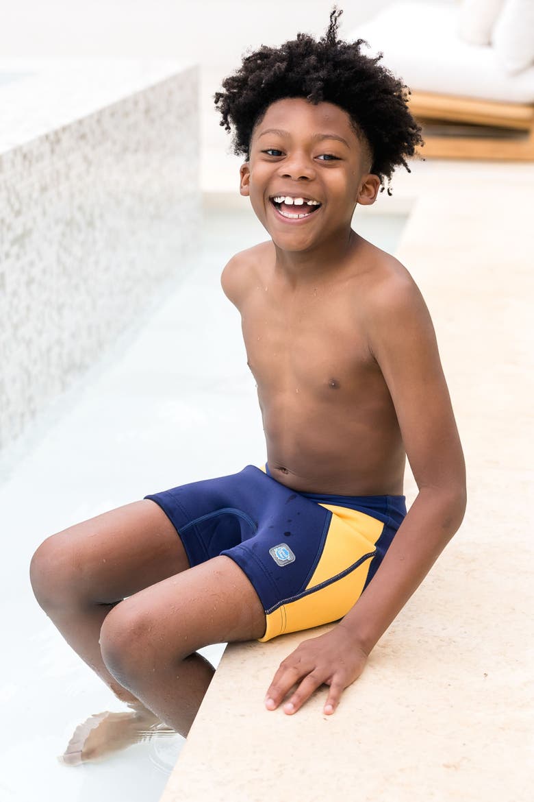 Jammer Swim Diaper Shorts, Alternate, color, Navy/Yellow
