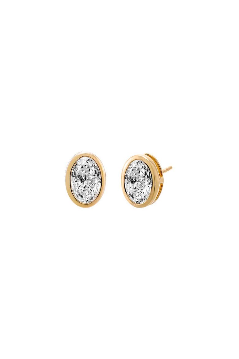 Lab Grown Diamond Oval Bezel Stud Earring 14K, Main, color, 14K Gold