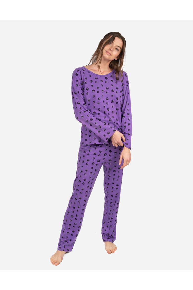 Women's Loose Fit Cotton Matching Family Pajamas, Fun & Character Themes, Main, color, Dog Paw Purple
