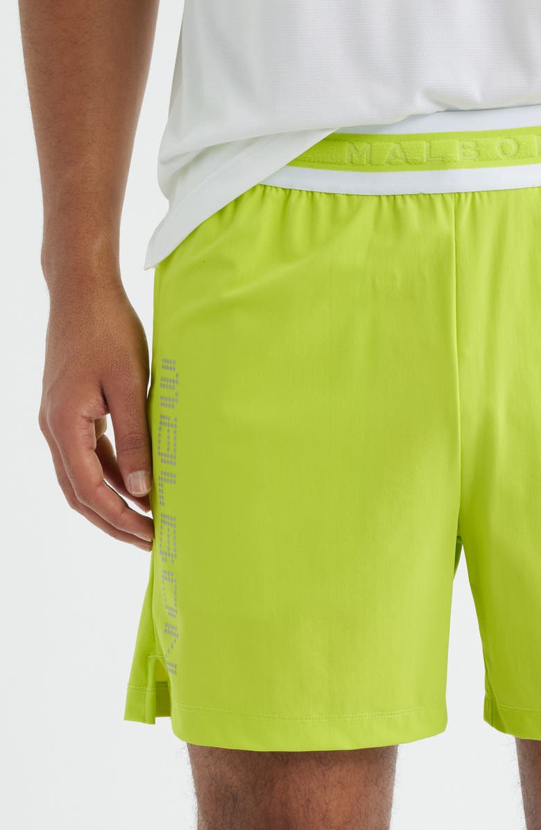 Malbon Golf MRC Tech Water Repellent Running Shorts, Alternate, color, Green Acid
