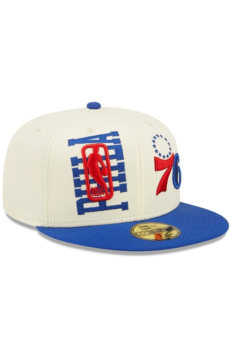 New Era Men's New Era Cream/Royal Philadelphia 76ers 2022 NBA Draft 59FIFTY Fitted Hat, Alternate, color, Royal