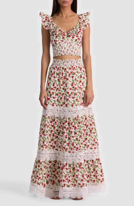 Reise Embroidered Tiered Maxi Skirt