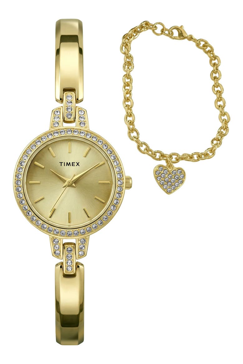 Aveline Bracelet Watch & Charm Bracelet Gift Set, 28mm, Main, color, GOLD-TONE