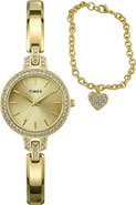 Timex® Aveline Bracelet Watch & Charm Bracelet Gift Set, 28mm