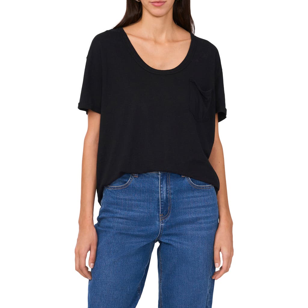 Shop 1.state Linen Blend Slub Pocket T-shirt In Rich Black