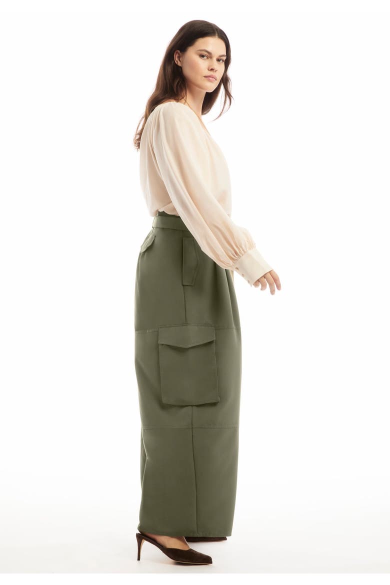 High-Rise Wide-Leg Cargo Pants, Alternate, color, DARK OLIVE