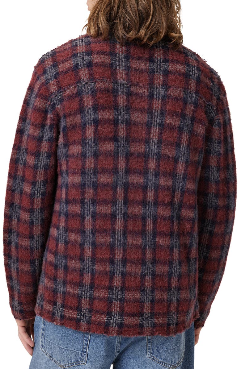 AllSaints Austin Plaid Cardigan, Alternate, color, Dark Brick Red