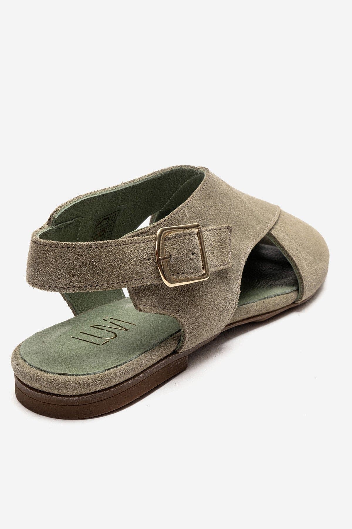 Monaro Leather Sandal, Alternate, color, Green Suede
