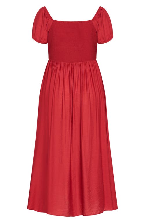 City Chic Abbigail Puff Sleeve Maxi Dress In Red