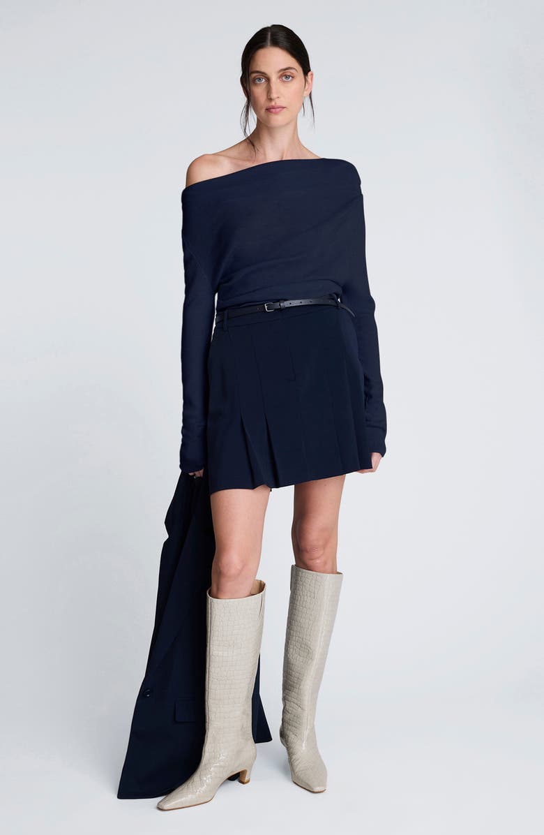 Kenneth Cole Asymmetric Drape Sweater, Alternate, color, Dark Navy