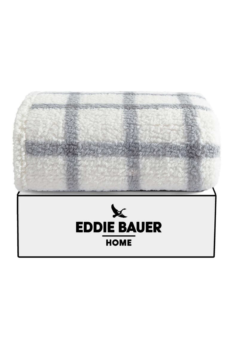 Bunkhouse Plaid Faux Shearling Throw Blanket, Alternate, color, GREY
