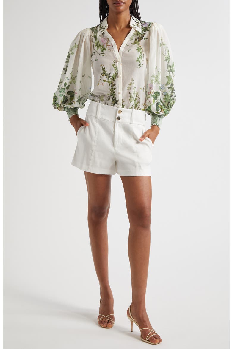Mame High Waist Shorts, Alternate, color, OFF WHITE