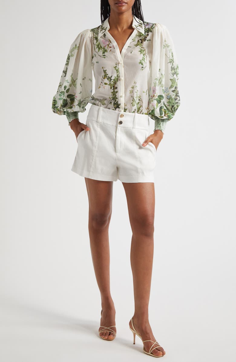 Alice + Olivia Mame High Waist Shorts, Alternate, color, Off White