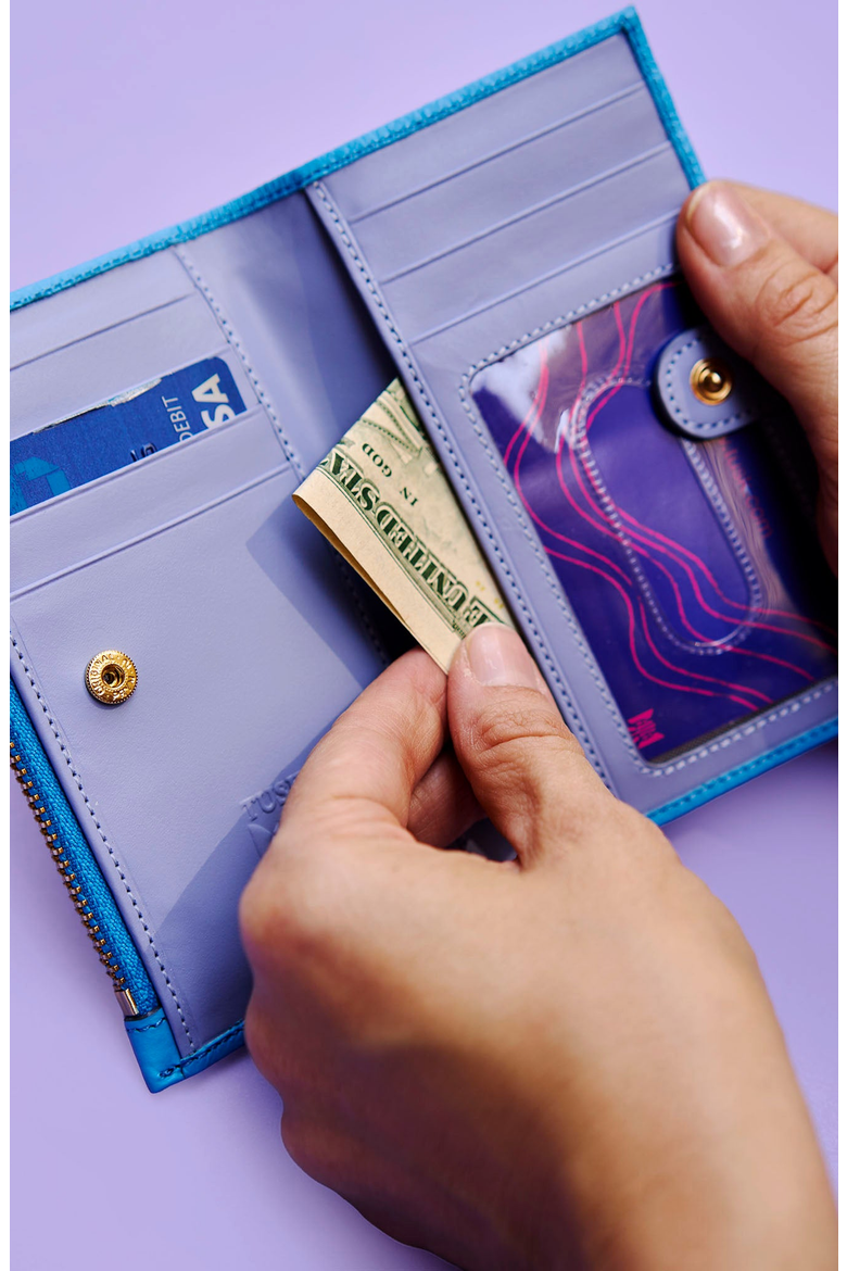 Ascot Slim Card Case with Zip Coin Pocket, Alternate, color, Azure