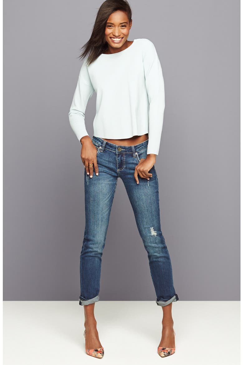 'Catherine' Distressed Boyfriend Jeans, Alternate, color, EXTENSIVE